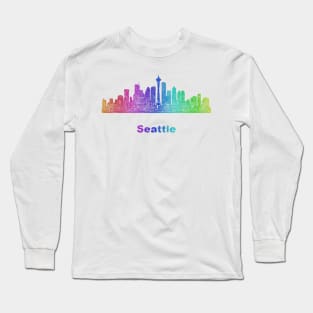 Rainbow Seattle skyline Long Sleeve T-Shirt